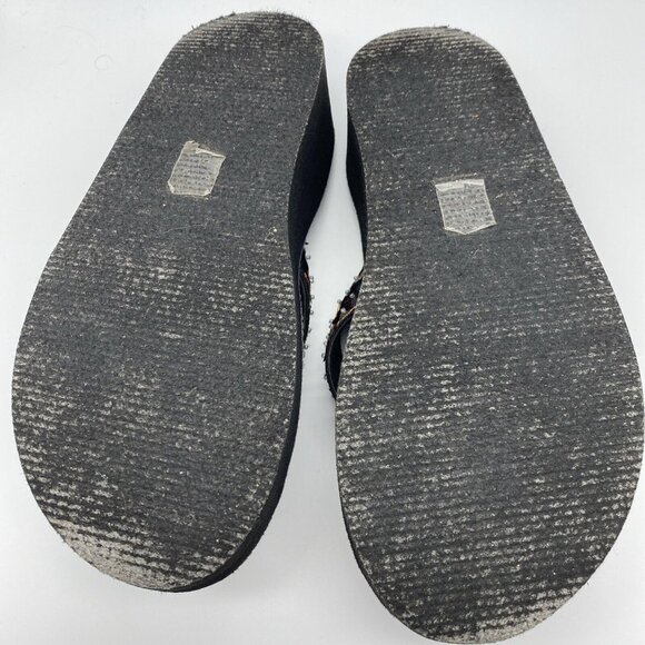 Boos Thong Sandals Women’s Black Beaded Aztec Summer Rubberized Size 9M - Picture 8 of 11